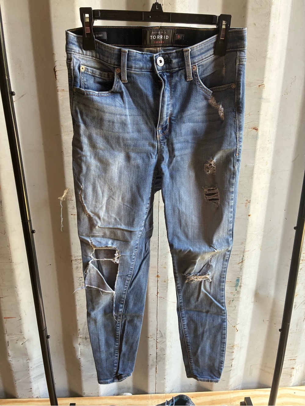 torrid Women's Light Blue Distressed Skinny Jeans